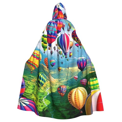 Uusnwaa Umhang mit Kapuze, Heißluftballon-Druck, Umhang mit Kapuze, Mittelalter-Renaissance-Umhang für Damen und Herren, Halloween, Cosplay-Kostüm von Uusnwaa