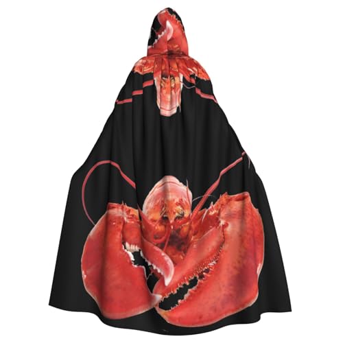 Uusnwaa Umhang mit Kapuze, Hummer-Druck, Umhang mit Kapuze, mittelalterlicher Renaissance-Umhang für Damen und Herren, Halloween, Cosplay-Kostüm von Uusnwaa