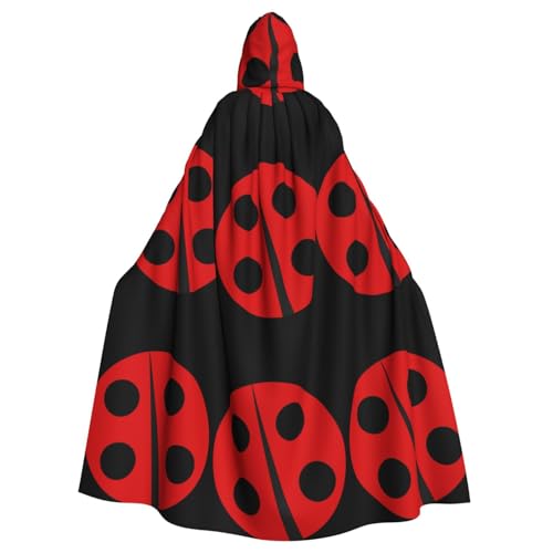 Uusnwaa Umhang mit Kapuze, Marienkäfer-Druck, Umhang mit Kapuze, Mittelalter-Renaissance-Umhang für Damen und Herren, Halloween, Cosplay-Kostüm von Uusnwaa