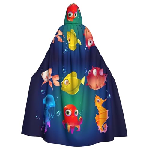 Uusnwaa Umhang mit Kapuze, Meereslebewesen, Umhang mit Kapuze, Mittelalter-Renaissance-Umhang für Damen und Herren, Halloween, Cosplay-Kostüm Uusnwaa Umhang mit Kapuze, Meereslebewesen, Umhang mit Kapuze, Mittelalter-Renaissance-Umhang für Damen und Herren, Halloween, Cosplay-Kostüm von Uusnwaa