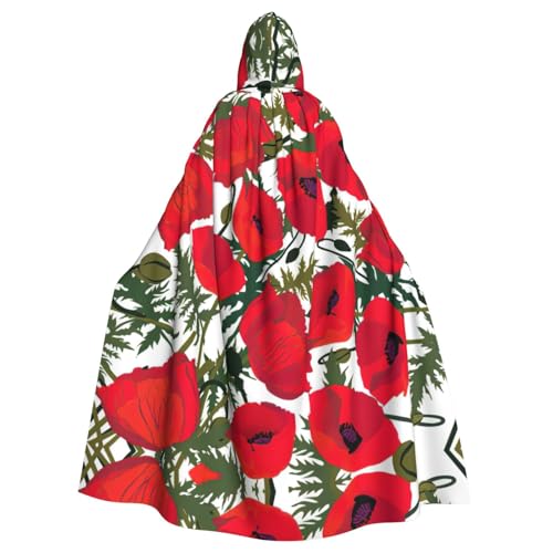 Uusnwaa Umhang mit Kapuze, Mohnblumen-Druck, Umhang mit Kapuze, Mittelalter-Renaissance-Umhang für Damen und Herren, Halloween, Cosplay-Kostüm Uusnwaa Umhang mit Kapuze, Mohnblumen-Druck, Umhang mit Kapuze, Mittelalter-Renaissance-Umhang für Damen und Herren, Halloween, Cosplay-Kostüm von Uusnwaa