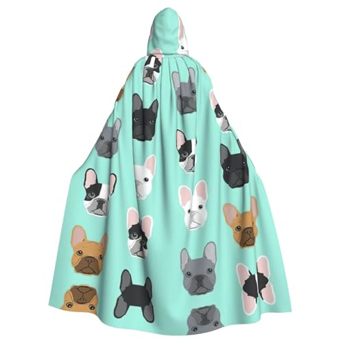 Uusnwaa Umhang mit Kapuze, Motiv: Französische Bulldogge, Umhang mit Kapuze, Mittelalter-Renaissance-Umhang für Damen und Herren, Halloween, Cosplay-Kostüm Uusnwaa Umhang mit Kapuze, Motiv: Französische Bulldogge, Umhang mit Kapuze, Mittelalter-Renaissance-Umhang für Damen und Herren, Halloween, Cosplay-Kostüm von Uusnwaa