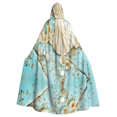 Uusnwaa Umhang mit Kapuze, Motiv: Ozean, Meer, Strand, Muscheln, Seestern, blauer Druck, Umhang mit Kapuze, Mittelalter-Renaissance-Umhang für Damen und Herren, Halloween, Cosplay-Kostüm Uusnwaa Umhang mit Kapuze, Motiv: Ozean, Meer, Strand, Muscheln, Seestern, blauer Druck, Umhang mit Kapuze, Mittelalter-Renaissance-Umhang für Damen und Herren, Halloween, Cosplay-Kostüm von Uusnwaa