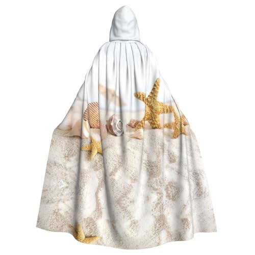 Uusnwaa Umhang mit Kapuze, Muscheln, Seestern am Strand, Umhang mit Kapuze, mittelalterlicher Renaissance-Umhang für Damen und Herren, Halloween, Cosplay-Kostüm von Uusnwaa