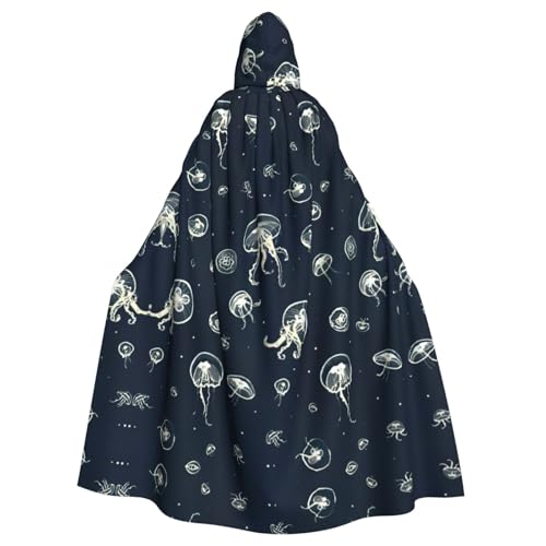 Uusnwaa Umhang mit Kapuze, Quallenmuster, Umhang mit Kapuze, Mittelalter-Renaissance-Umhang für Damen und Herren, Halloween, Cosplay-Kostüm von Uusnwaa