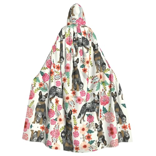 Uusnwaa Umhang mit Kapuze, Rinderhund, Blumendruck, Umhang mit Kapuze, Mittelalter-Renaissance-Umhang für Damen und Herren, Halloween, Cosplay-Kostüm Uusnwaa Umhang mit Kapuze, Rinderhund, Blumendruck, Umhang mit Kapuze, Mittelalter-Renaissance-Umhang für Damen und Herren, Halloween, Cosplay-Kostüm von Uusnwaa