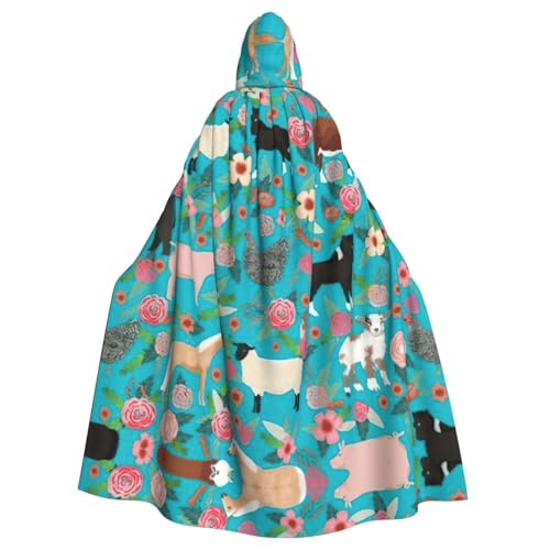 Uusnwaa Umhang mit Kapuze, Schaf-Druck, Umhang mit Kapuze, Mittelalter-Renaissance-Umhang für Damen und Herren, Halloween, Cosplay-Kostüm von Uusnwaa