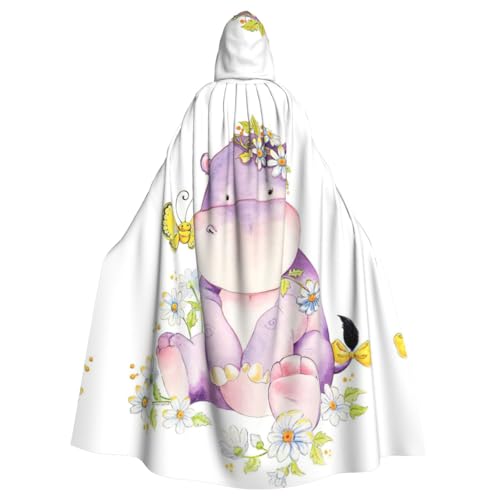 Uusnwaa Umhang mit Kapuze, Schmetterlings- und Nilpferddruck, Umhang mit Kapuze, Mittelalter-Renaissance-Umhang für Damen und Herren, Halloween, Cosplay-Kostüm von Uusnwaa