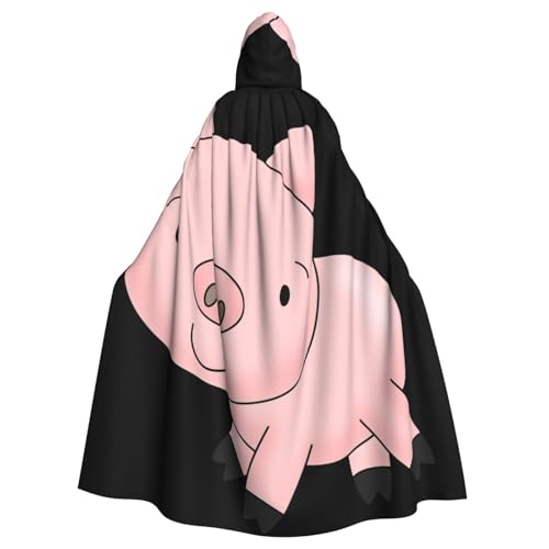 Uusnwaa Umhang mit Kapuze, Schweinchen-Druck, Umhang mit Kapuze, mittelalterlicher Renaissance-Umhang für Damen und Herren, Halloween, Cosplay-Kostüm von Uusnwaa
