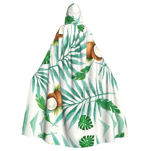 Uusnwaa Umhang mit Kapuze, Sommerumhang mit Kokosnussbaum-Druck, Umhang mit Kapuze, mittelalterlicher Renaissance-Umhang für Damen und Herren, Halloween, Cosplay-Kostüm von Uusnwaa