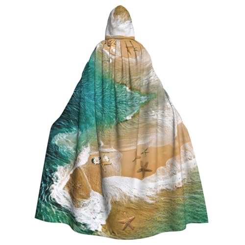 Uusnwaa Umhang mit Kapuze, Surf-Strand, Seestern-Druck, Umhang mit Kapuze, mittelalterlicher Renaissance-Umhang für Damen und Herren, Halloween, Cosplay-Kostüm Uusnwaa Umhang mit Kapuze, Surf-Strand, Seestern-Druck, Umhang mit Kapuze, mittelalterlicher Renaissance-Umhang für Damen und Herren, Halloween, Cosplay-Kostüm von Uusnwaa