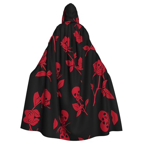 Uusnwaa Umhang mit Kapuze, Totenkopf-Rosen-Druck, Umhang mit Kapuze, Mittelalter-Renaissance-Umhang für Damen und Herren, Halloween, Cosplay-Kostüm Uusnwaa Umhang mit Kapuze, Totenkopf-Rosen-Druck, Umhang mit Kapuze, Mittelalter-Renaissance-Umhang für Damen und Herren, Halloween, Cosplay-Kostüm von Uusnwaa