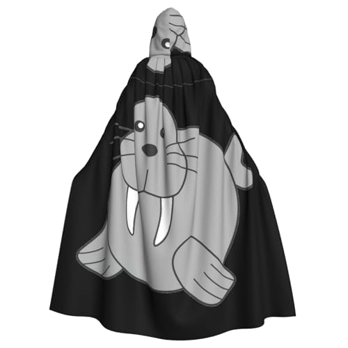 Uusnwaa Umhang mit Kapuze, Walross-Druck, Umhang mit Kapuze, mittelalterlicher Renaissance-Umhang für Damen und Herren, Halloween, Cosplay-Kostüm von Uusnwaa