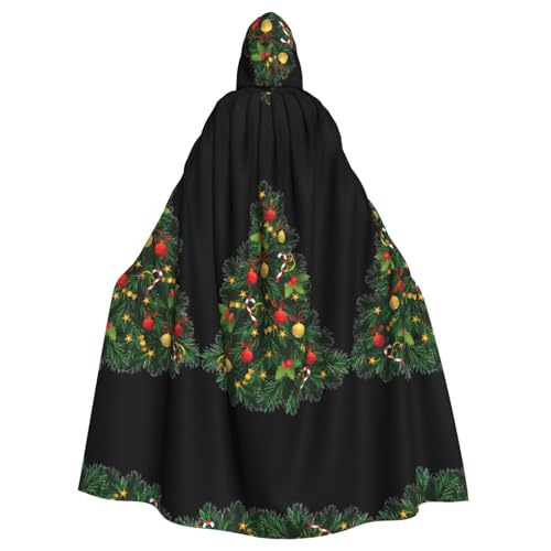 Uusnwaa Umhang mit Kapuze, Weihnachtsbaum-Druck, Umhang mit Kapuze, Mittelalter-Renaissance-Umhang für Damen und Herren, Halloween, Cosplay-Kostüm von Uusnwaa