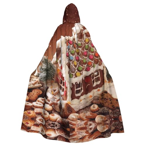 Uusnwaa Umhang mit Kapuze, Weihnachtsumhang mit Lebkuchenmotiv, Umhang mit Kapuze, mittelalterlicher Renaissance-Umhang für Damen und Herren, Halloween, Cosplay-Kostüm Uusnwaa Umhang mit Kapuze, Weihnachtsumhang mit Lebkuchenmotiv, Umhang mit Kapuze, mittelalterlicher Renaissance-Umhang für Damen und Herren, Halloween, Cosplay-Kostüm von Uusnwaa