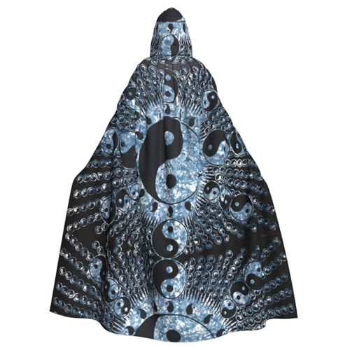 Uusnwaa Umhang mit Kapuze, Ying-Yang-Diagramm, Umhang mit Kapuze, Mittelalter-Renaissance-Umhang für Damen und Herren, Halloween, Cosplay-Kostüm von Uusnwaa