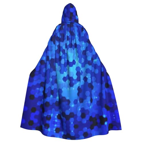 Uusnwaa Umhang mit Kapuze, blauer Hexagon-Muster, Umhang mit Kapuze, Mittelalter-Renaissance-Umhang für Damen und Herren, Halloween, Cosplay-Kostüm Uusnwaa Umhang mit Kapuze, blauer Hexagon-Muster, Umhang mit Kapuze, Mittelalter-Renaissance-Umhang für Damen und Herren, Halloween, Cosplay-Kostüm von Uusnwaa