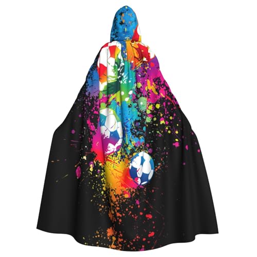 Uusnwaa Umhang mit Kapuze, buntes Fußball-Druck, Umhang mit Kapuze, Mittelalter-Renaissance-Umhang für Damen und Herren, Halloween, Cosplay-Kostüm von Uusnwaa