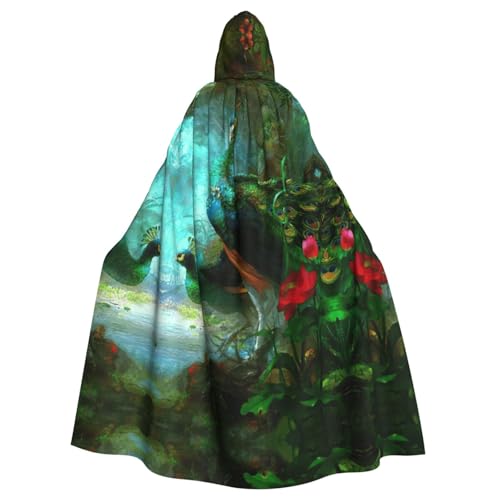 Uusnwaa Umhang mit Kapuze, farbenfroher Pfauen-Druck, Umhang mit Kapuze, mittelalterlicher Renaissance-Umhang für Damen und Herren, Halloween, Cosplay-Kostüm Uusnwaa Umhang mit Kapuze, farbenfroher Pfauen-Druck, Umhang mit Kapuze, mittelalterlicher Renaissance-Umhang für Damen und Herren, Halloween, Cosplay-Kostüm von Uusnwaa