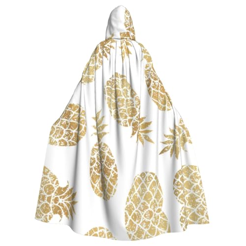 Uusnwaa Umhang mit Kapuze, goldener Ananas-Hintergrund, Umhang mit Kapuze, Mittelalter-Renaissance-Umhang für Damen und Herren, Halloween, Cosplay-Kostüm Uusnwaa Umhang mit Kapuze, goldener Ananas-Hintergrund, Umhang mit Kapuze, Mittelalter-Renaissance-Umhang für Damen und Herren, Halloween, Cosplay-Kostüm von Uusnwaa