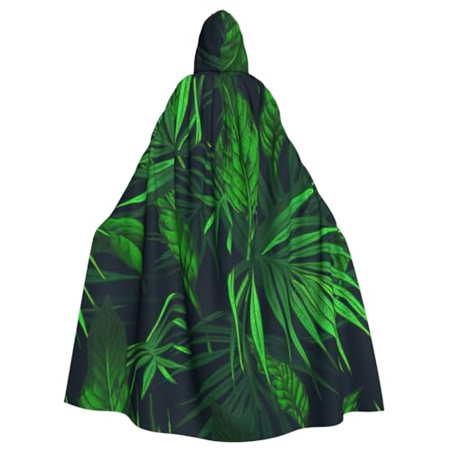 Uusnwaa Umhang mit Kapuze, grüner tropischer Dschungelpflanzen-Druck, Umhang mit Kapuze, Mittelalter-Renaissance-Umhang für Damen und Herren, Halloween, Cosplay-Kostüm von Uusnwaa