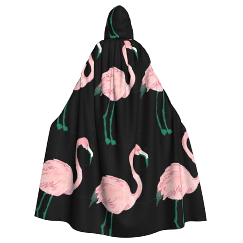 Uusnwaa Umhang mit Kapuze, handbemalt, Flamingo-Vogel-Druck, Umhang mit Kapuze, Mittelalter-Renaissance-Umhang für Damen und Herren, Halloween, Cosplay-Kostüm von Uusnwaa