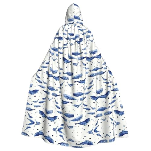 Uusnwaa Umhang mit Kapuze, kleiner blauer Wal-Umhang, Umhang mit Kapuze, mittelalterlicher Renaissance-Umhang für Damen und Herren, Halloween, Cosplay-Kostüm von Uusnwaa