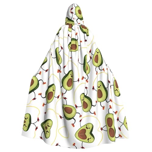 Uusnwaa Umhang mit Kapuze, lustiger Cartoon-Avocado-Druck, Umhang mit Kapuze, Mittelalter-Renaissance-Umhang für Damen und Herren, Halloween, Cosplay-Kostüm von Uusnwaa