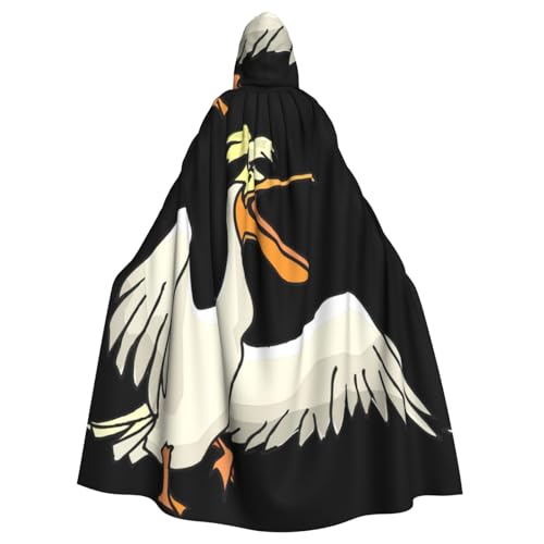 Uusnwaa Umhang mit Kapuze, lustiger Pelikan-Druck, Umhang mit Kapuze, Mittelalter-Renaissance-Umhang für Damen und Herren, Halloween, Cosplay-Kostüm von Uusnwaa