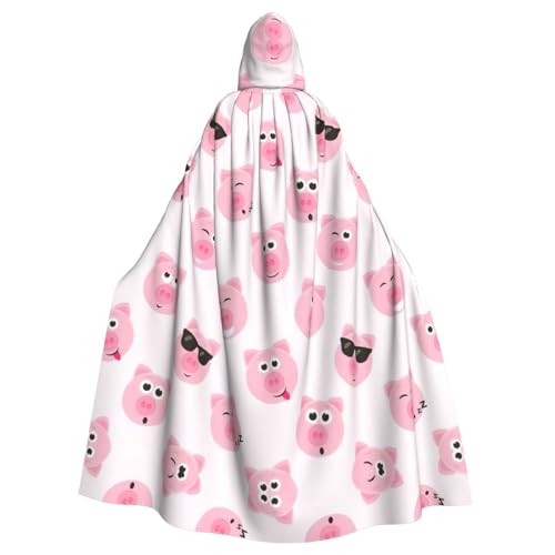 Uusnwaa Umhang mit Kapuze, lustiger rosa Schweinegesicht, Umhang mit Kapuze, mittelalterlicher Renaissance-Umhang für Damen und Herren, Halloween, Cosplay-Kostüm Uusnwaa Umhang mit Kapuze, lustiger rosa Schweinegesicht, Umhang mit Kapuze, mittelalterlicher Renaissance-Umhang für Damen und Herren, Halloween, Cosplay-Kostüm von Uusnwaa