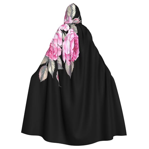 Uusnwaa Umhang mit Kapuze, rosa Blumendruck, Umhang mit Kapuze, mittelalterlicher Renaissance-Umhang für Damen und Herren, Halloween, Cosplay-Kostüm Uusnwaa Umhang mit Kapuze, rosa Blumendruck, Umhang mit Kapuze, mittelalterlicher Renaissance-Umhang für Damen und Herren, Halloween, Cosplay-Kostüm von Uusnwaa