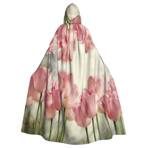 Uusnwaa Umhang mit Kapuze, rosa Tulpenmuster, Umhang mit Kapuze, Mittelalter-Renaissance-Umhang für Damen und Herren, Halloween, Cosplay-Kostüm Uusnwaa Umhang mit Kapuze, rosa Tulpenmuster, Umhang mit Kapuze, Mittelalter-Renaissance-Umhang für Damen und Herren, Halloween, Cosplay-Kostüm von Uusnwaa