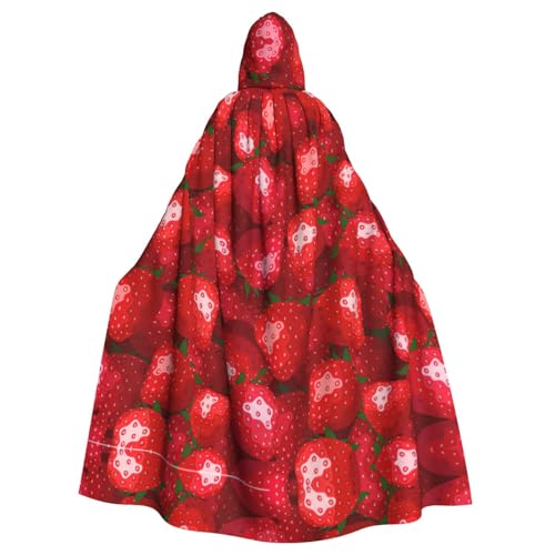 Uusnwaa Umhang mit Kapuze, roter Erdbeerdruck, Umhang mit Kapuze, Mittelalter-Renaissance-Umhang für Damen und Herren, Halloween, Cosplay-Kostüm von Uusnwaa