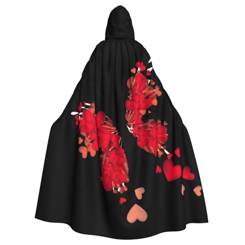 Uusnwaa Umhang mit Kapuze, roter Herz-Schmetterling, Valentinstag, Umhang mit Kapuze, mittelalterlicher Renaissance-Umhang für Damen und Herren, Halloween, Cosplay-Kostüm von Uusnwaa