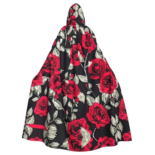 Uusnwaa Umhang mit Kapuze, roter Rosen-Garten-Druck, Umhang mit Kapuze, mittelalterlicher Renaissance-Umhang für Damen und Herren, Halloween, Cosplay-Kostüm Uusnwaa Umhang mit Kapuze, roter Rosen-Garten-Druck, Umhang mit Kapuze, mittelalterlicher Renaissance-Umhang für Damen und Herren, Halloween, Cosplay-Kostüm von Uusnwaa