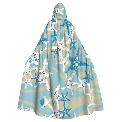 Uusnwaa Umhang mit Kapuze, schöner Seestern-Druck, Umhang mit Kapuze, Mittelalter-Renaissance-Umhang für Damen und Herren, Halloween, Cosplay-Kostüm Uusnwaa Umhang mit Kapuze, schöner Seestern-Druck, Umhang mit Kapuze, Mittelalter-Renaissance-Umhang für Damen und Herren, Halloween, Cosplay-Kostüm von Uusnwaa