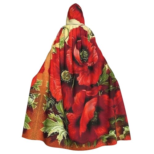 Uusnwaa Umhang mit Kapuze, schöner roter Mohnblumen-Druck, Umhang mit Kapuze, mittelalterlicher Renaissance-Umhang für Damen und Herren, Halloween, Cosplay-Kostüm Uusnwaa Umhang mit Kapuze, schöner roter Mohnblumen-Druck, Umhang mit Kapuze, mittelalterlicher Renaissance-Umhang für Damen und Herren, Halloween, Cosplay-Kostüm von Uusnwaa