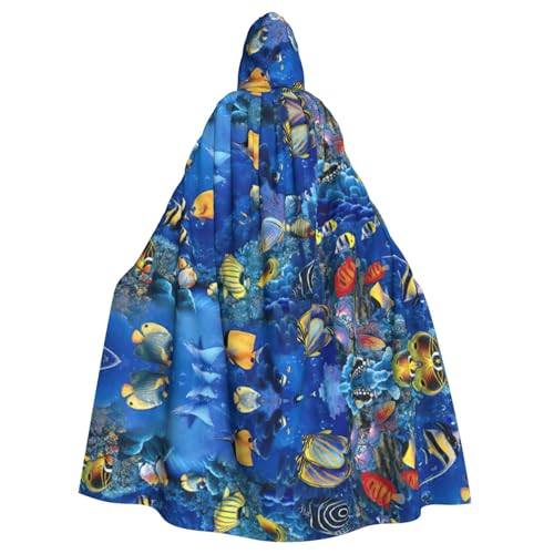 Uusnwaa Umhang mit Kapuze, tropischer Fisch-Druck, Umhang mit Kapuze, Mittelalter-Renaissance-Umhang für Damen und Herren, Halloween, Cosplay-Kostüm Uusnwaa Umhang mit Kapuze, tropischer Fisch-Druck, Umhang mit Kapuze, Mittelalter-Renaissance-Umhang für Damen und Herren, Halloween, Cosplay-Kostüm von Uusnwaa