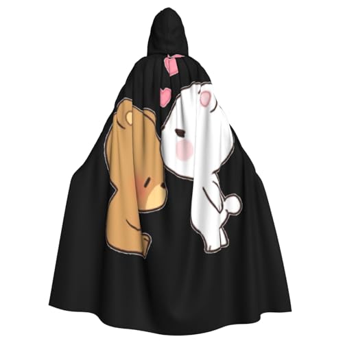 Uusnwaa Umhang mit Kapuze, weißer Bär, brauner Bär, Umhang mit Kapuze, Mittelalter-Renaissance-Umhang für Damen und Herren, Halloween, Cosplay-Kostüm von Uusnwaa