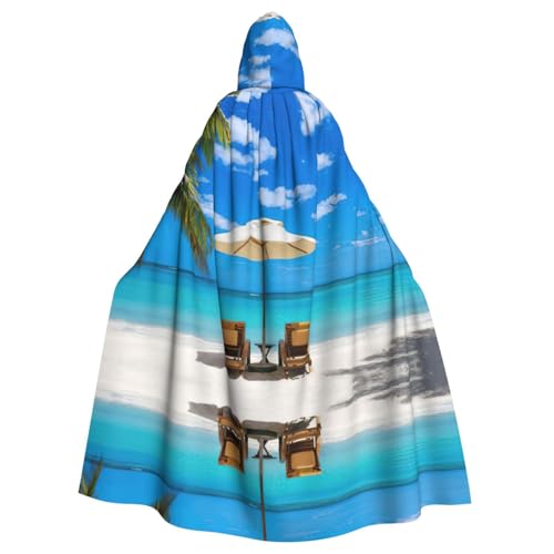 Uusnwaa Umhang mit Kapuze, weißer Strand, tropischer Meeresdruck, Umhang mit Kapuze, Mittelalter-Renaissance-Umhang für Damen und Herren, Halloween, Cosplay-Kostüm Uusnwaa Umhang mit Kapuze, weißer Strand, tropischer Meeresdruck, Umhang mit Kapuze, Mittelalter-Renaissance-Umhang für Damen und Herren, Halloween, Cosplay-Kostüm von Uusnwaa