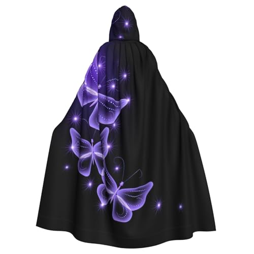 Uusnwaa Umhang mit Kapuze, wunderschöner lila Schmetterlings-Druck, Umhang mit Kapuze, Mittelalter-Renaissance-Umhang für Damen und Herren, Halloween, Cosplay-Kostüm Uusnwaa Umhang mit Kapuze, wunderschöner lila Schmetterlings-Druck, Umhang mit Kapuze, Mittelalter-Renaissance-Umhang für Damen und Herren, Halloween, Cosplay-Kostüm von Uusnwaa