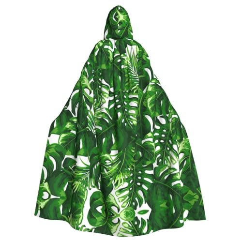 Uusnwaa Umhang mit Kapuze Monstera Deliciosa Bananenpalmen-Druck, Umhang mit Kapuze, Mittelalter-Renaissance-Umhang für Damen und Herren, Halloween, Cosplay-Kostüm von Uusnwaa