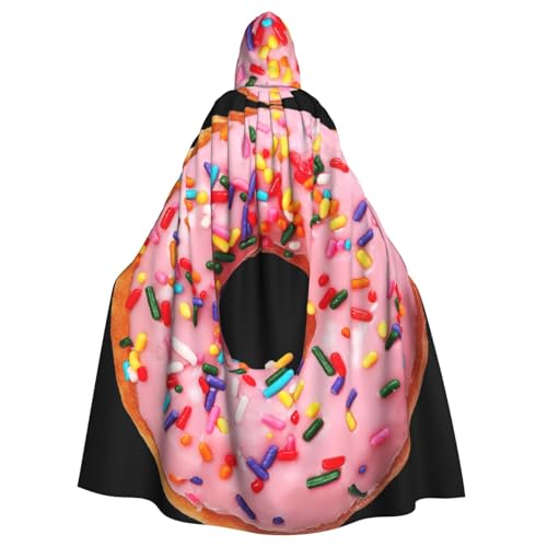 Uusnwaa Umhang mit Kapuze und Erdbeer-Donut-Druck, Umhang mit Kapuze, mittelalterlicher Renaissance-Umhang für Damen und Herren, Halloween, Cosplay-Kostüm von Uusnwaa