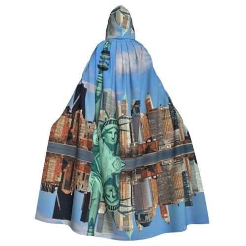 Uusnwaa Umhang mit Kapuze und Freiheitsstatue in NYC, Umhang mit Kapuze, Mittelalter-Renaissance-Umhang für Damen und Herren, Halloween, Cosplay-Kostüm von Uusnwaa