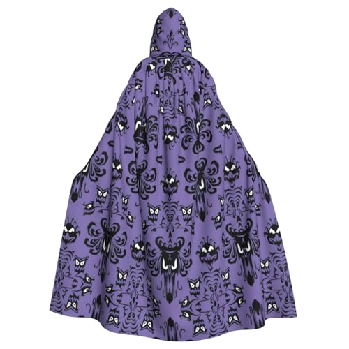 Uusnwaa Umhang mit Kapuze und Horror-Muster auf violettem Hintergrund, Umhang mit Kapuze, Mittelalter-Renaissance-Umhang für Damen und Herren, Halloween, Cosplay-Kostüm von Uusnwaa