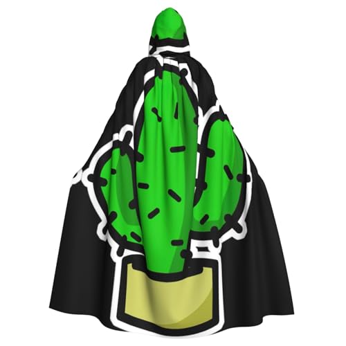 Uusnwaa Umhang mit Kapuze und Kaktus-Druck, Umhang mit Kapuze, Mittelalter-Renaissance-Umhang für Damen und Herren, Halloween, Cosplay-Kostüm von Uusnwaa