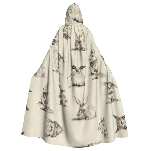 Uusnwaa Umhang mit Kapuze und Kaninchen-Hintergrund, Umhang mit Kapuze, mittelalterlicher Renaissance-Umhang für Damen und Herren, Halloween, Cosplay-Kostüm von Uusnwaa