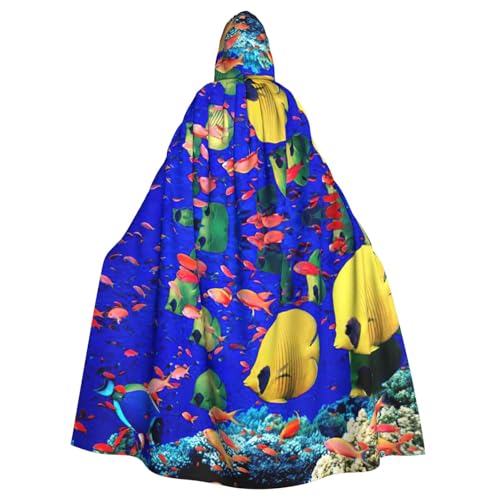 Uusnwaa Umhang mit Kapuze und Meeresfisch-Druck, Umhang mit Kapuze, Mittelalter-Renaissance-Umhang für Damen und Herren, Halloween, Cosplay-Kostüm Uusnwaa Umhang mit Kapuze und Meeresfisch-Druck, Umhang mit Kapuze, Mittelalter-Renaissance-Umhang für Damen und Herren, Halloween, Cosplay-Kostüm von Uusnwaa