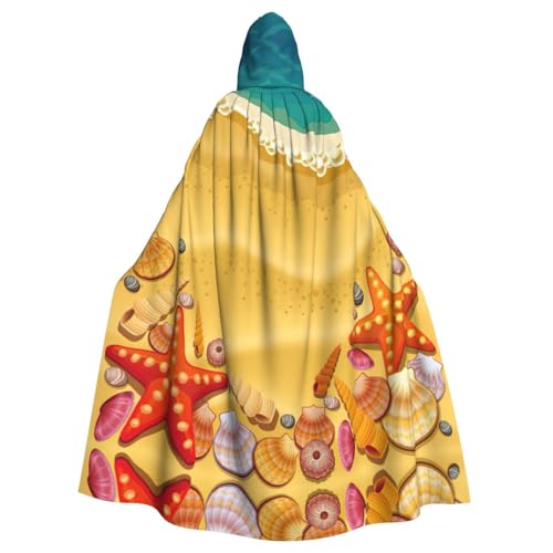 Uusnwaa Umhang mit Kapuze und Muscheln am Strand, Umhang mit Kapuze, mittelalterlicher Renaissance-Umhang für Damen und Herren, Halloween, Cosplay-Kostüm von Uusnwaa