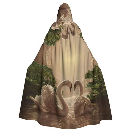Uusnwaa Umhang mit Kapuze und Schwanenblättern, Umhang mit Kapuze, mittelalterlicher Renaissance-Umhang für Damen und Herren, Halloween, Cosplay-Kostüm von Uusnwaa